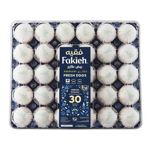 FAKIEH PREMIUM FRESH WHITE EGGS LARGE 30-PIECE PACK