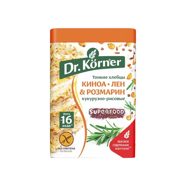 Хлебцы Dr.Korner кукуруз/рисовые киноа/лен/розмарин 100г
