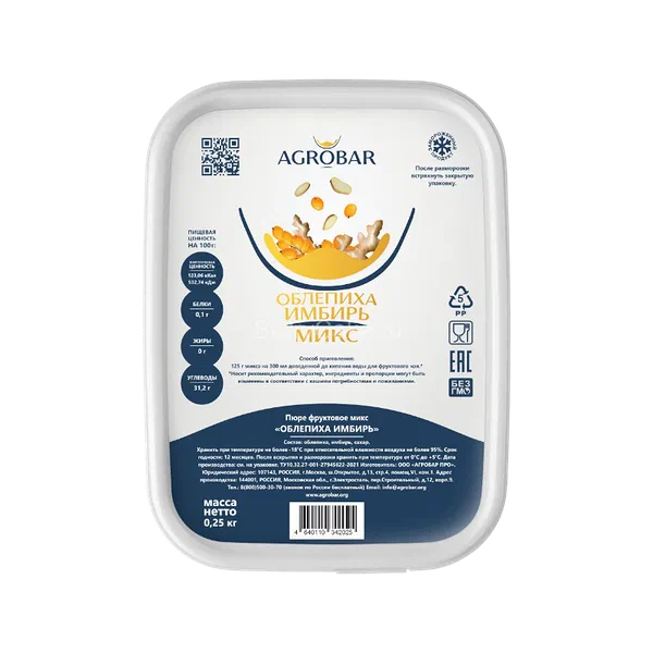 Пюре Agrobar облепиха/имбирь 250г