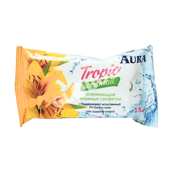 Салфетки влажн Aura Tropic 15шт