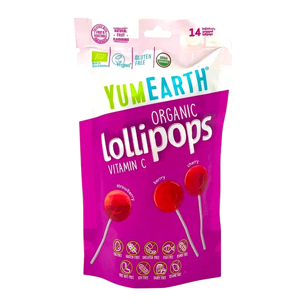 Леденцы YumEarth Organic Lollipops витамин C ассорти 87г