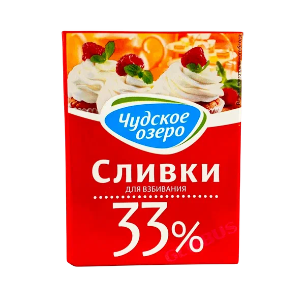 Сливки д/взбивания Чудское озеро 33% 200г т/п Импорт