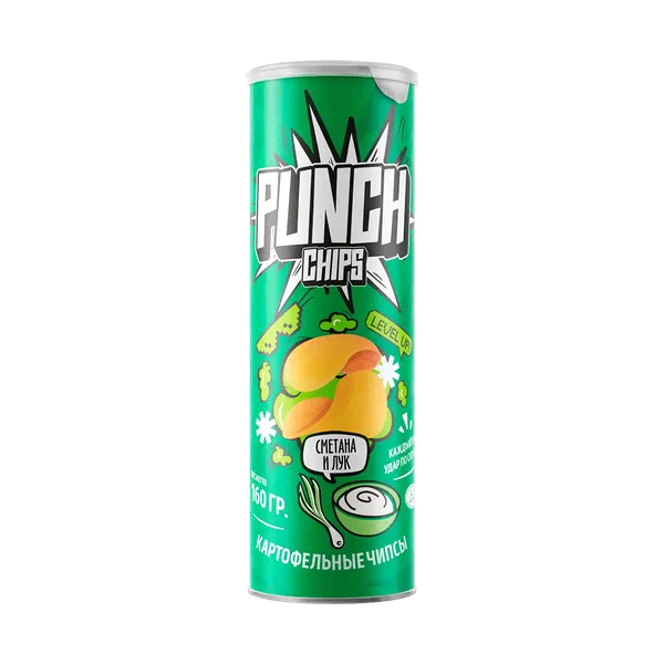 Чипсы Punch сметана/лук 160г конт. Китай 24