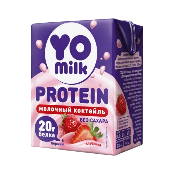YoMilk Ptotein кулпунай даамы менен 1,5% коктейли 200мл