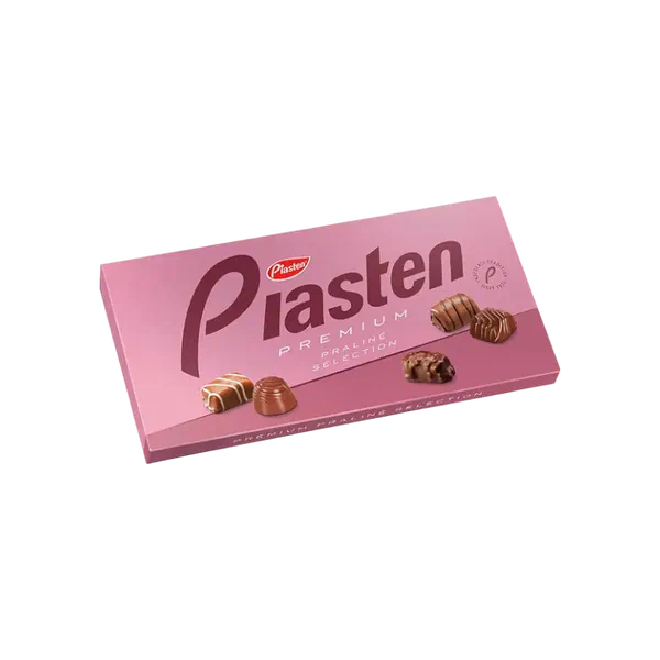 Конфеты шок. Piasten Pralinenmischung rot/braun/beige 400г РЦ