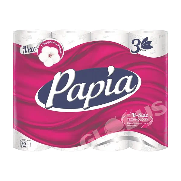 Бумага туал Papia 3сл 12рул