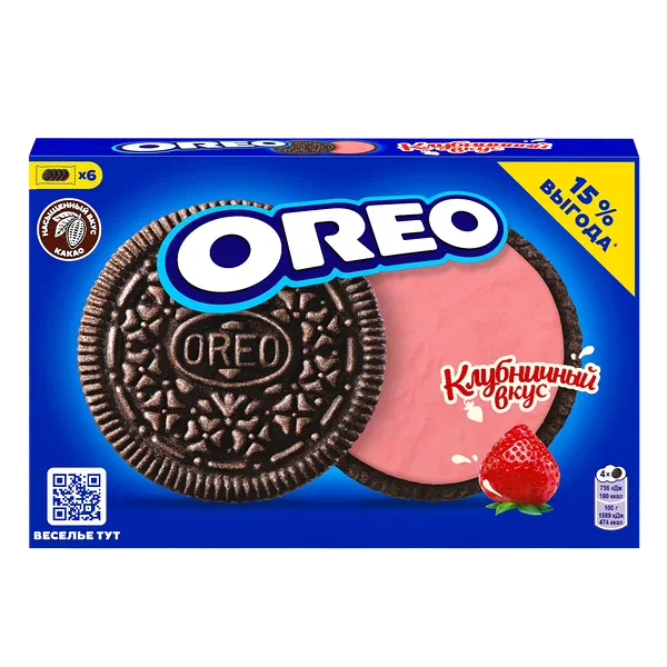 Печенье Oreo клубничный вкус 228г Россия 12