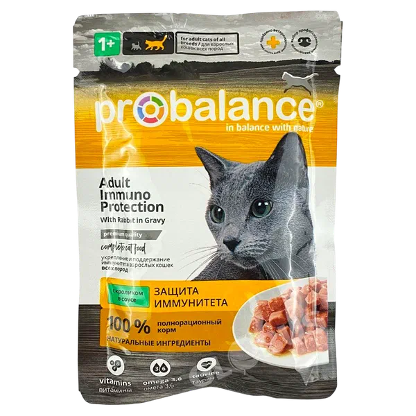 Корм д/кошек Pro Balance Immuno Protection кролик в соусе 85г