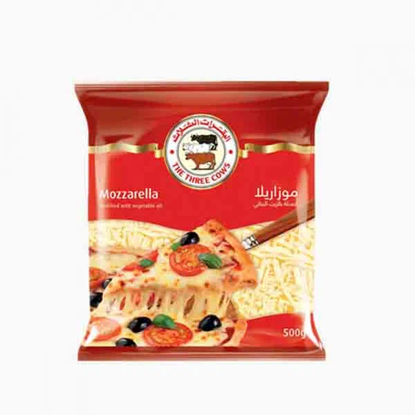 THREE COW'S SHREDDED MOZZARELLA PIZZA CHEESE LARGE PACK 400G