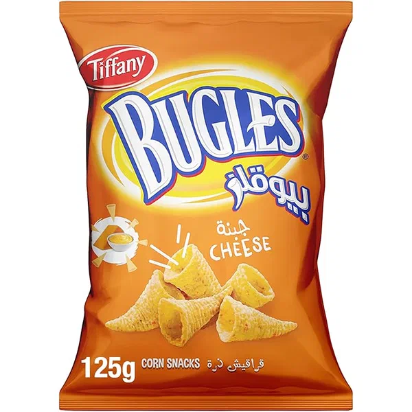 BUGLES NACHO CHEESE BOLD SAVORY CORN SNACKS 125G