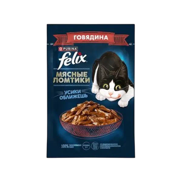 Корм д/ кошек Felix мясные ломтики говяд 75г