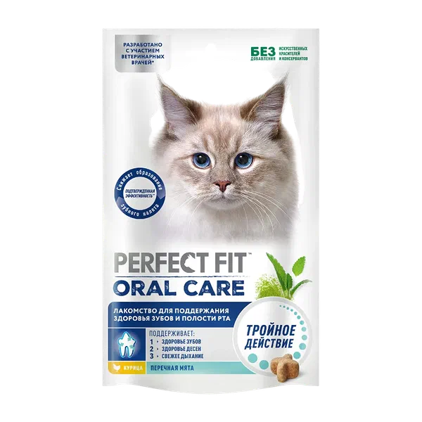 Лакомство д/кошек Perfect fit здоровье зубов курица/мята 50г
