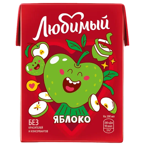 Нектар Любимый Яблоко 0,2л т/п ВБД Кыргызстан 27