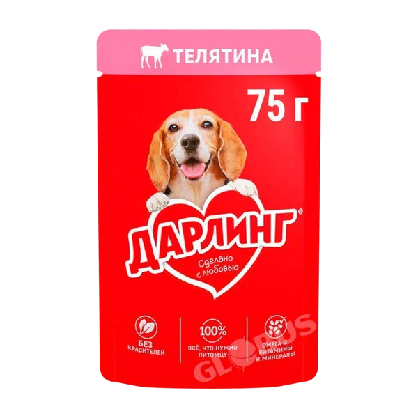 Корм Darling д/собак телятина в подливе 75г