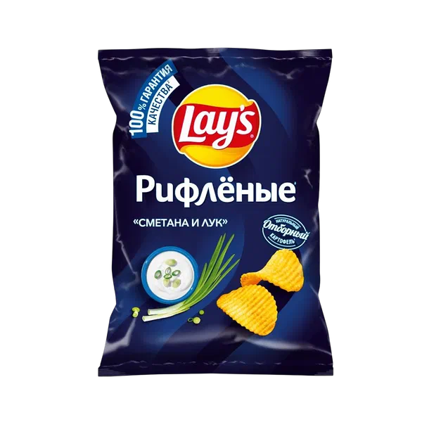 Lay's Рифл. Каймак жана пияз чипсылары 140г п/п 
