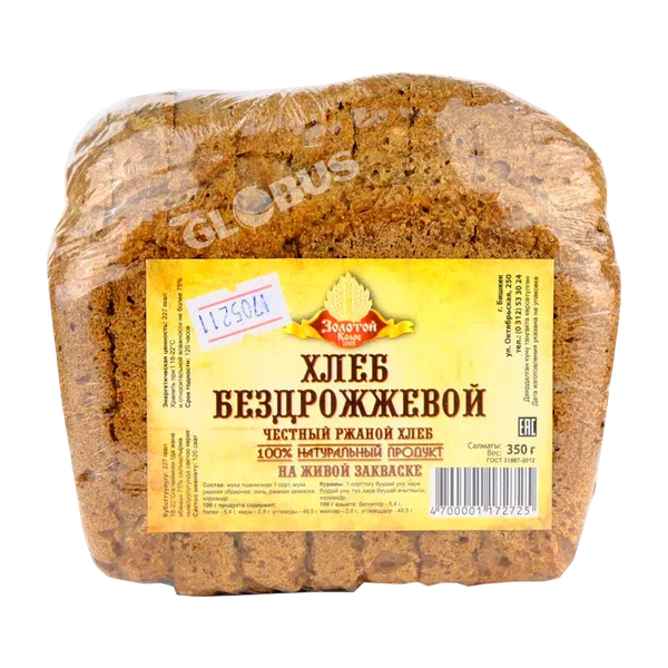 Хлеб Бездрожжевой ржан. 350г Золотой колос