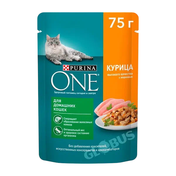 Корм д/кошек Purina One курица/морковь 75г