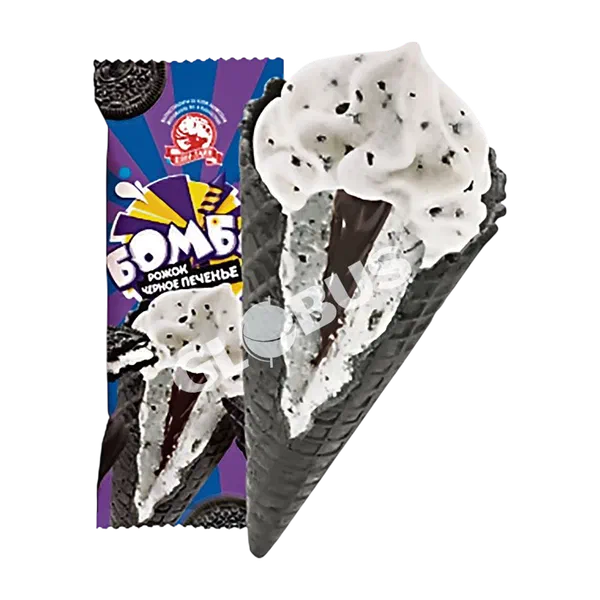 Мороженое Шин Лайн Рожок черное печенье 125г ЗМЖ