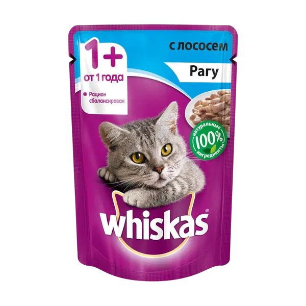 Корм д/кошек Whiskas рагу лосось 85г