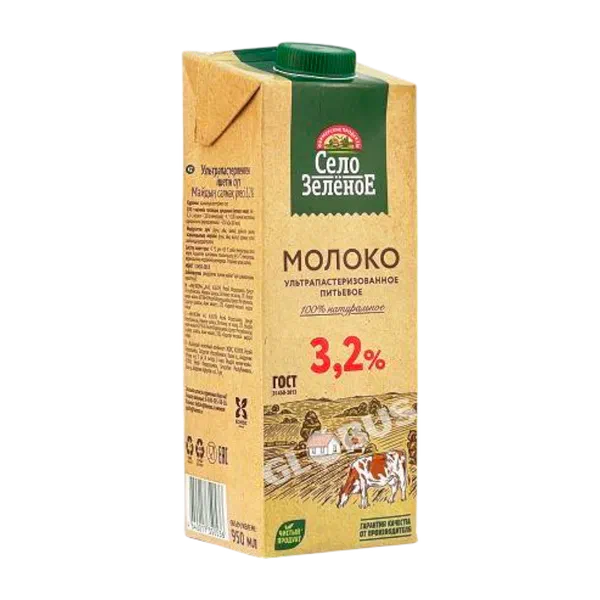 Молоко Село Зеленое паст.3,2% 950мл т/п РЦ