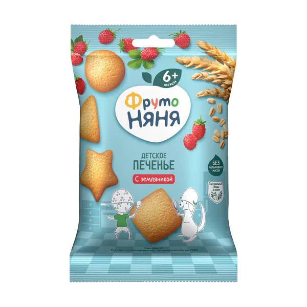 Печенье дет. Фруто Няня пшеничное с земляникой 50г