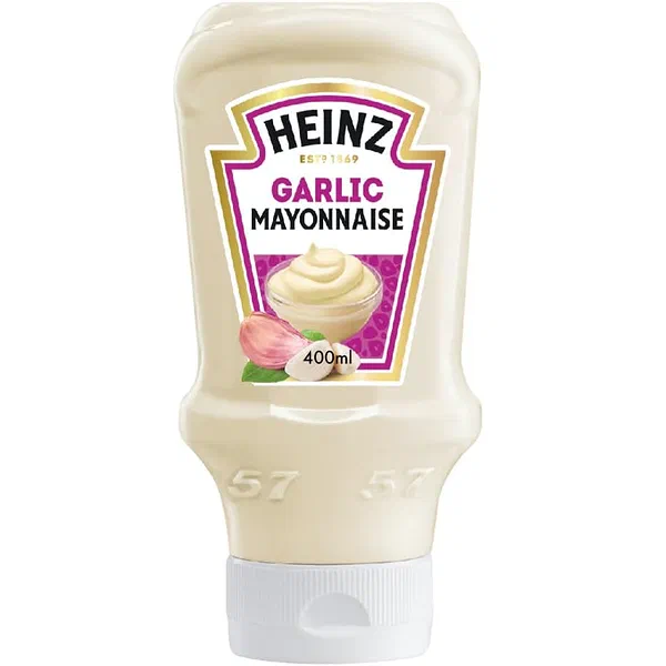 HEINZ AROMATIC GARLIC INFUSED CREAMY MAYONNAISE BOTTLE 400ML