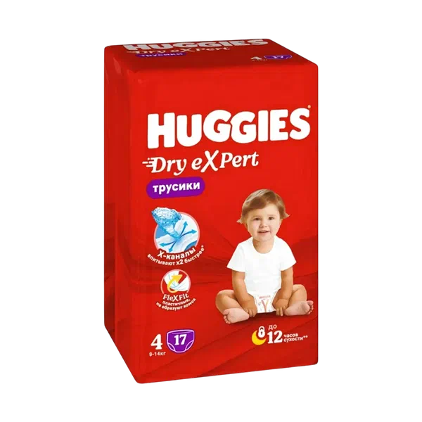 Трусики-подгузники детск Huggies Dry эксперт конви 4 17шт