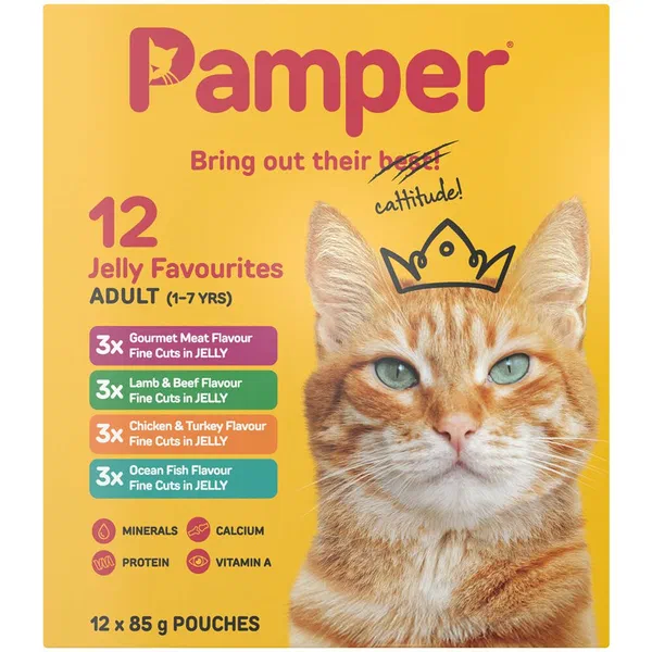 Pamper Jelly Multi Pack Cat Food 12x85g Box