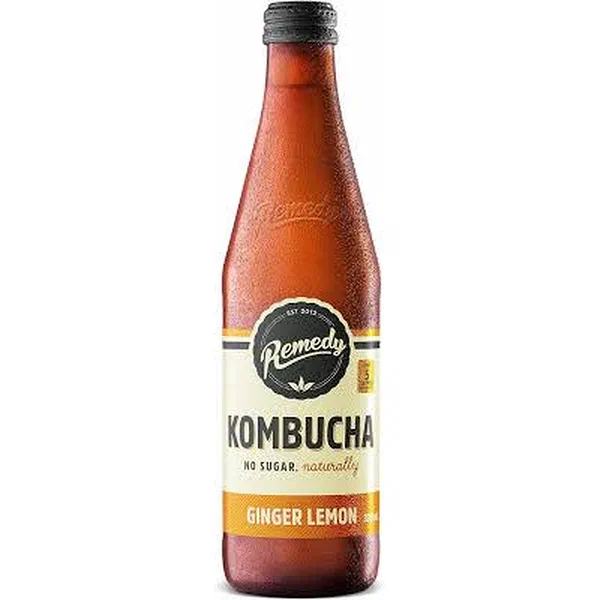 REMEDY GINGER AND LEMON ORGANIC SPARKLING KOMBUCHA 330ML