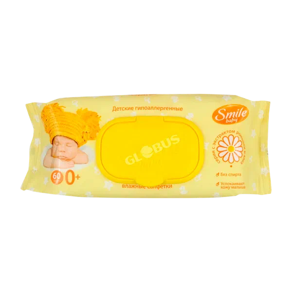Салфетки влажн Smile Baby ромашка/алоэ 60шт