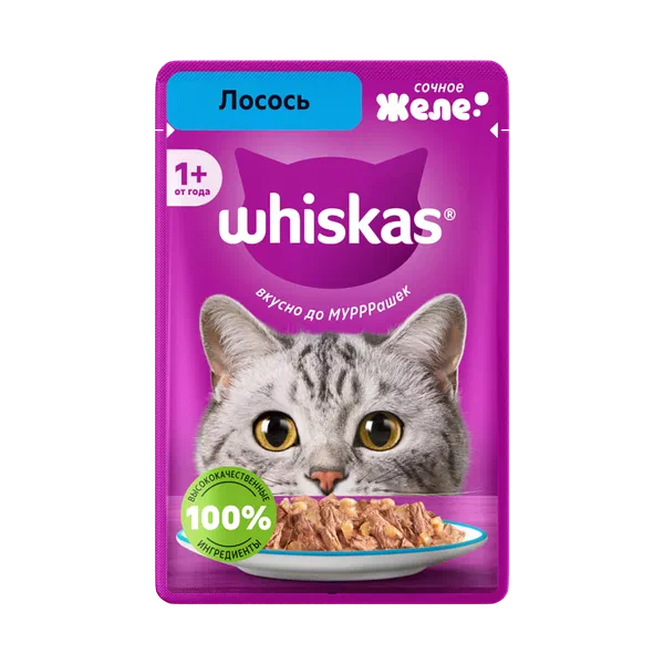 Корм д/кошек Whiskas желе с лососем 75г
