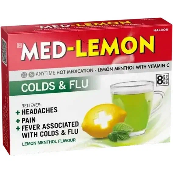Med-Lemon Cold & Flu Menthol 8s