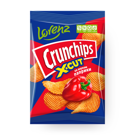 Чипсы картофельные Crunchips X-Cut со вкусом паприки рифлёные