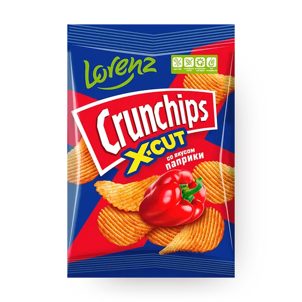Чипсы картофельные Crunchips X-Cut со вкусом паприки рифлёные