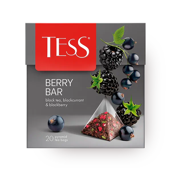 Чай чёрный Tess Berry Bar с ежевикой и черникой в пирамидках