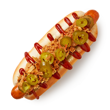 Хот-дог с говяжьей колбаской и халапеньо