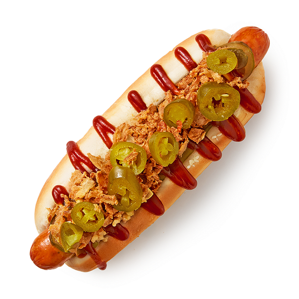 Хот-дог с говяжьей колбаской и халапеньо