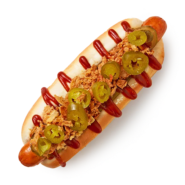 Хот-дог с говяжьей колбаской и халапеньо