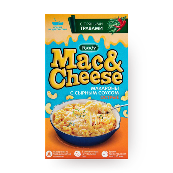 Макароны с сырным соусом Foody Mac&Cheese с пряными травами острые