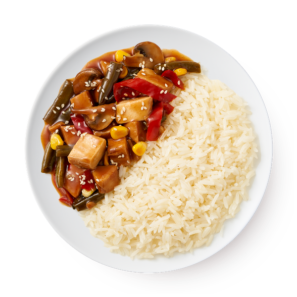 Курица в соусе терияки с рисом и овощами «Из Лавки»