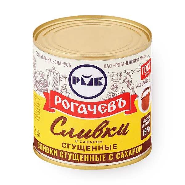 Сливки сгущённые с сахаром «Рогачевъ» 19%