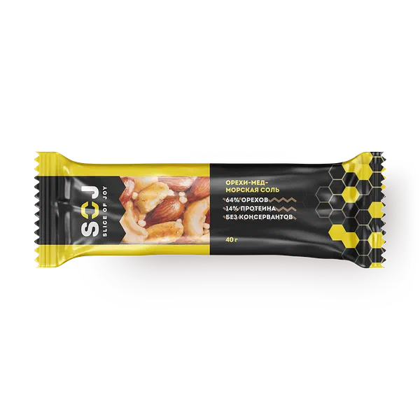 Батончик ореховый SOJ орехи-мёд-морская соль