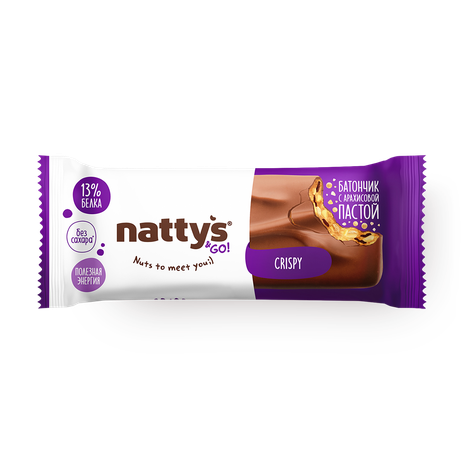 Батончик шоколадный Brownie Nattys&Go! с арахисовой пастой