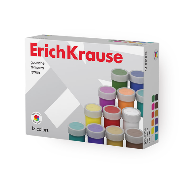 Гуашь Erich Krause 12 цветов по 17 мл