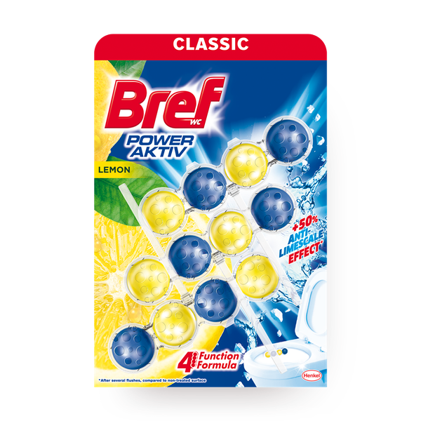 Туалетный блок Bref Сила-Актив 4в1 Лимонная свежесть