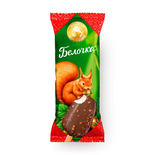Мороженое «Белочка» ванильное с арахисом эскимо