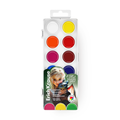 Краски акварельные Erich Krause Magic Pet 12 цветов