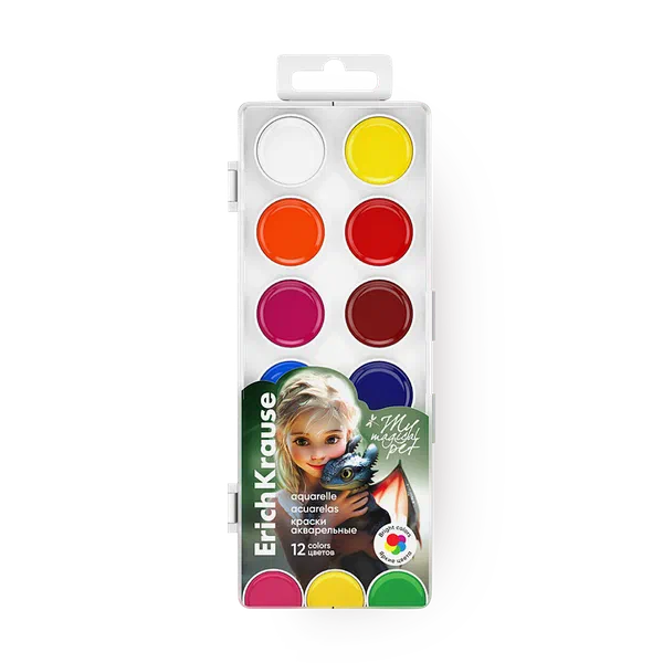 Краски акварельные Erich Krause Magic Pet 12 цветов