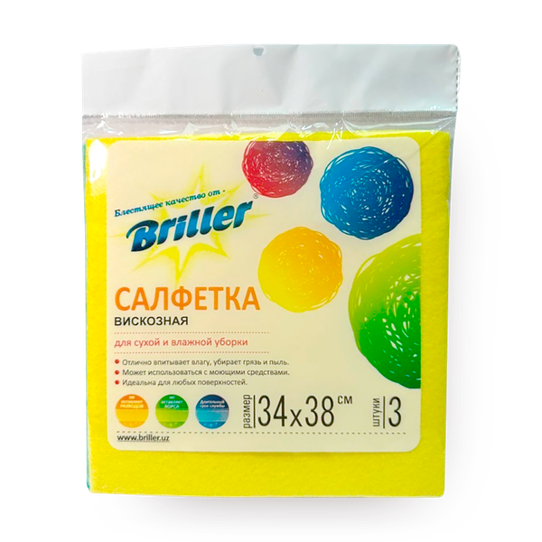 Салфетка для сухой и влажной уборки Briller вискозная 34 х 38 см