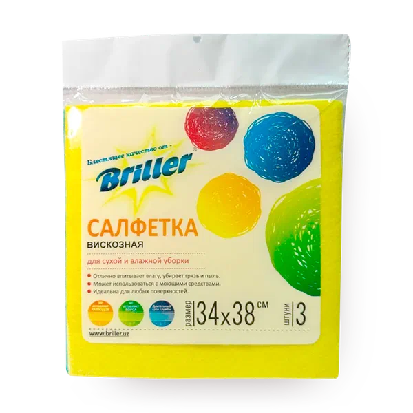 Салфетка для сухой и влажной уборки Briller вискозная 34 х 38 см
